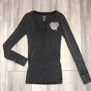 VS PINK Charcoal metallic long sleeved t-shirt